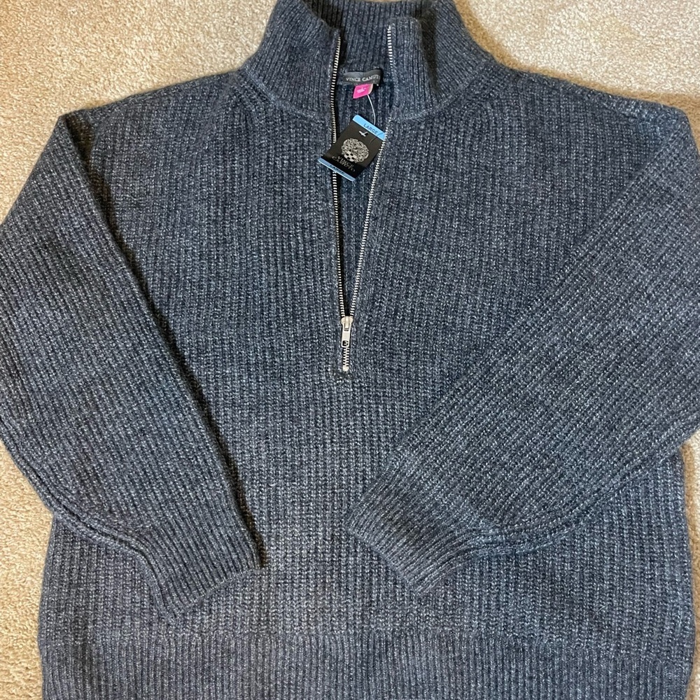 NWT Vince Camuto size large knitted zip front sweater - Picture 4 of 6